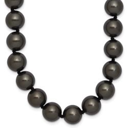 Calm Ridge Crystal Sky Majestik Sterling Silver Rhodium-plated 10-11mm Black Imitation Shell Pearl Hand-knotted Necklace