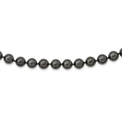 Ivory Elm Noble Valley Majestik Sterling Silver Rhodium-plated 10-11mm Black Imitation Shell Pearl Hand-knotted Necklace