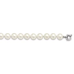 Velvet Grove Gentle Rose Majestik Sterling Silver Rhodium-plated 12-13mm White Imitation Shell Pearl Hand-knotted Necklace