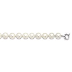 Brilliant Ember Majestik Sterling Silver Rhodium-plated 14-15mm White Imitation Shell Pearl Hand-knotted Necklace