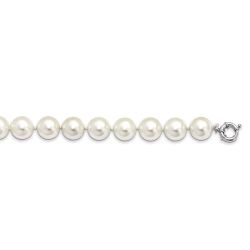 Graceful Iris Majestik Sterling Silver Rhodium-plated 16-17mm White Imitation Shell Pearl Hand-knotted Necklace