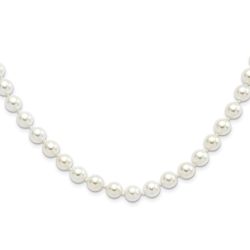 Dusk Laurel Majestik Sterling Silver Rhodium-plated 8-9mm White Imitation Shell Pearl Hand-knotted Necklace