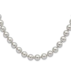 Modern Prelude Majestic Sterling Silver Rhodium-plated 10-11mm Grey Imitation Shell Pearl Hand-knotted Necklace