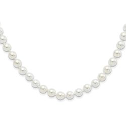 Serene Equinox Majestic Sterling Silver Rhodium-plated 8-9mm White Imitation Shell Pearl Hand-knotted Necklace