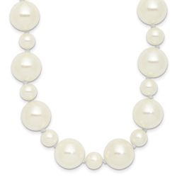 Brilliant Solstice Majestik 7 and 12mm White Imitation Shell Pearl Hand-knotted Slip-on Necklace