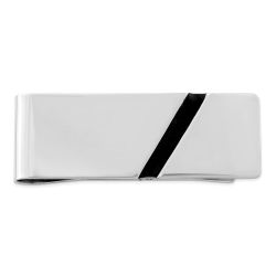 Briar Sterling Silver Rhodium-plated Black Enameled Money Clip