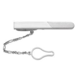 Viora Sterling Silver Rhodium Plated Tie Clip