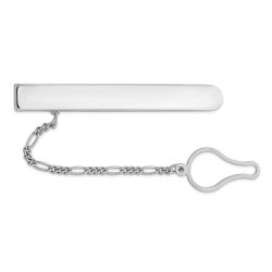 Zephira Sterling Silver Rhodium Plated Tie Clip