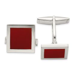 Astra Sterling Silver Red Agate Cuff Links