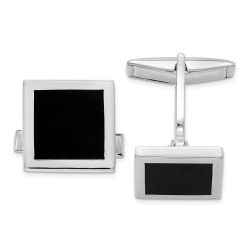Lyra Sterling Silver Onyx Cuff Links
