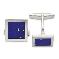 Cadenza Sterling Silver Lapis Cuff Links