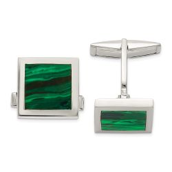 Solea Sterling Silver Malachite Cuff Links
