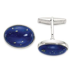 Marin Sterling Silver Cabochon Lapis Cuff Links