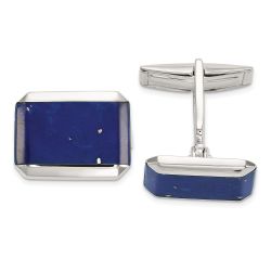 Zephira Sterling Silver Rectangle Lapis Cuff Links