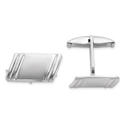 Marin Sterling Silver Rhodium-plated Diagonal Stripes Cuff Links