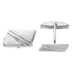 Alouette Sterling Silver Rhodium-plated Stripe Design Cuff Links