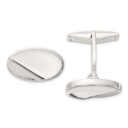 Lumine Sterling Silver Polished and Textured Oval Cuff Links