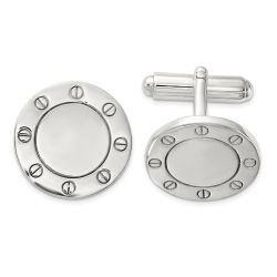 Solenne Sterling Silver Polished Circle Cuff Links