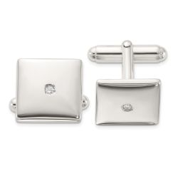Marin Sterling Silver Rhodium-plated Polished with CZ Square Cuff Links