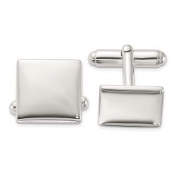 Vellum Sterling Silver Rhodium-plated Polished Square Cuff Links