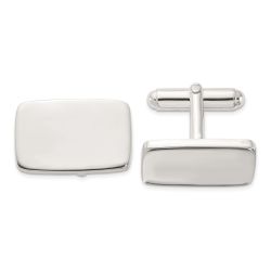 Amara Sterling Silver Rhodium-plated Polished Rectangle Cuff Links