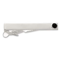 Alouette Sterling Silver Polished Onyx Dot Tie Bar