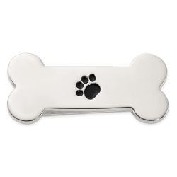 Nocturne Sterling Silver Dog Bone with Enamel Paw Print Money Clip