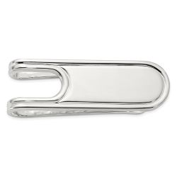 Orion Sterling Silver Rhod-plated Polished Grooved Edge Open Back Money Clip