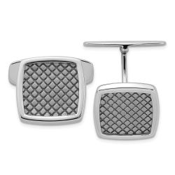 Lumine Sterling Silver Rhodium-plated and Ruthenium-plated Square Checkered Cuff Links