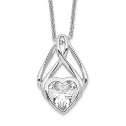 Sentimental Expressions Sterling Silver Rhodium-plated CZ Wrapped Around My Heart 18in Necklace