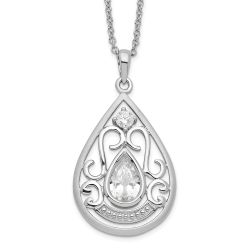 Sentimental Expressions Sterling Silver Rhodium-plated CZ In Loving Memory 18in Necklace