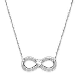 Sentimental Expressions Sterling Silver Rhodium-plated CZ Antiqued Forever 19in. Necklace