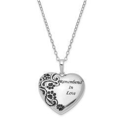 Sentimental Expressions Sterling Silver Rhodium-plated Antiqued Pet Ash Holder 18 Inch Necklace