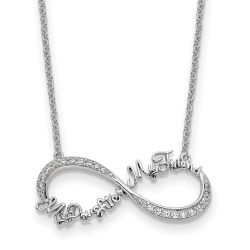 Sentimental Expressions Sterling Silver Rhodium-plated CZ My Daughter My Friend 18in Necklace