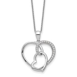 Sentimental Expressions Sterling Silver Rhodium-plated CZ Together In Love 18in Necklace