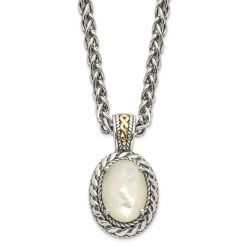 Refined Orchid Subtle Cedar Shey Couture Sterling Silver with 14K Accent 18 Inch Antiqued Mother Of Pearl Necklace