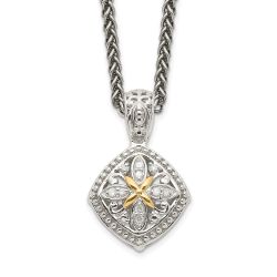 Majestic Cedar Bold Orchid Shey Couture Sterling Silver with 14K Accent 18 Inch Diamond Necklace