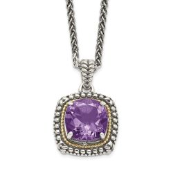 Silver Mesa Shey Couture Sterling Silver with 14K Accent 18 Inch Antiqued Cushion Amethyst Necklace