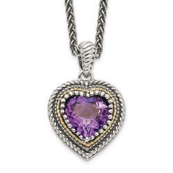 Classic Echo Bold Meadow Shey Couture Sterling Silver with 14K Accent 18 inch Antiqued Amethyst Heart Necklace