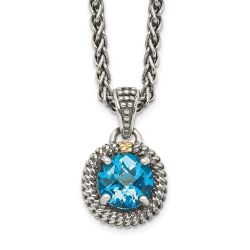 Tranquil Dahlia Shey Couture Sterling Silver with 14K Accent 18 Inch Antiqued Round Blue Topaz Necklace