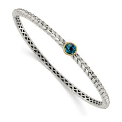 Caden Shey Couture Sterling Silver with 14K Accent London Blue Topaz Hinged Bangle