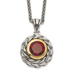 Timeless Sky Shey Couture Sterling Silver with 14K Accent 18 Inch Antiqued Round Garnet Necklace