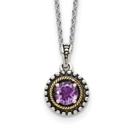 Dusk Garden Moonlit Aurora Shey Couture Sterling Silver with 14K Accent 18 Inch Antiqued Round Amethyst Necklace