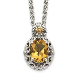 Radiant Willow Autumn Cove Shey Couture Sterling Silver with 14K Accent 18 Inch Antiqued Oval Citrine Necklace