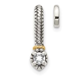 Shimmering Aria Autumn Sonata Shey Couture Sterling Silver Antiqued with 14k Accent Polished White Topaz Chain Slide Pendant
