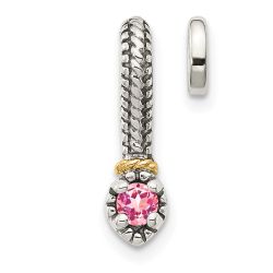 Regal Maple Autumn Valley Shey Couture Sterling Silver Antiqued with 14k Accent Polished Pink Tourmaline Chain Slide Pendant