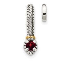 Sapphire Grove Bold Nova Shey Couture Sterling Silver Antiqued with 14k Accent Polished Garnet Chain Slide Pendant
