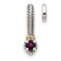 Sculpted Aurora Silver Brook Shey Couture Sterling Silver Antiqued with 14k Accent Polished Rhodolite Garnet Chain Slide Pendant