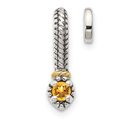 Modern Nova Shey Couture Sterling Silver Antiqued with 14k Accent Polished Citrine Chain Slide Pendant