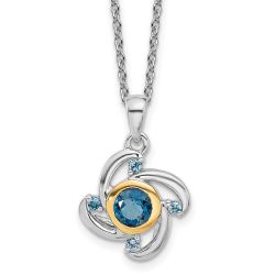 Golden Marigold Shey Couture Sterling Silver Rhodium-plated with 14K Accent .51London Blue Topaz / .08Swiss Blue Topaz 18 inch Necklace